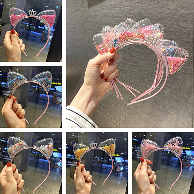 

New flip Sequin cat ear Cosplay headband Lolita women's festival crown hairband Headband
