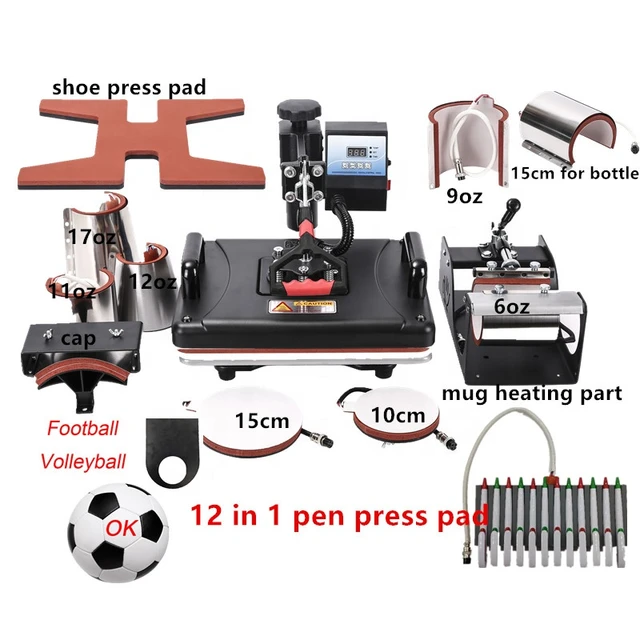 8 in1 Combo heat press machine, Plate / Mug / Cap / TShirt heat