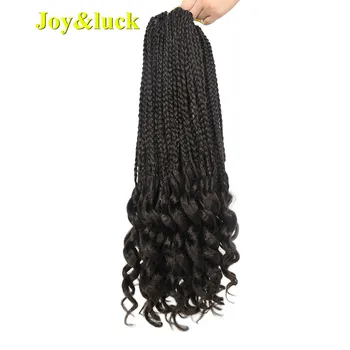 

Joy&luck Hair for Braiding Box Braids Curly Ends Synthetic Crochet Braids Hair Extensions 18inch 22roots