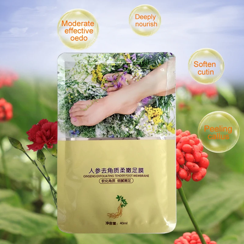 

Ginseng Whitening Smooth Nourish Exfoliator Extract Peeling Dead Skin Exfoliating Mask for Pedicure Socks Foot Peel Mask