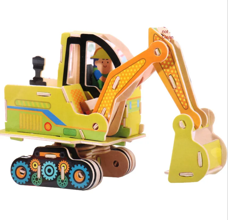 

3D Engineering Puzzle Jigsaw for Children Mini Wood Puzzle Kids Toy Wooden Baby Cartoon Animal/Traffic Puzzles Educational Toy