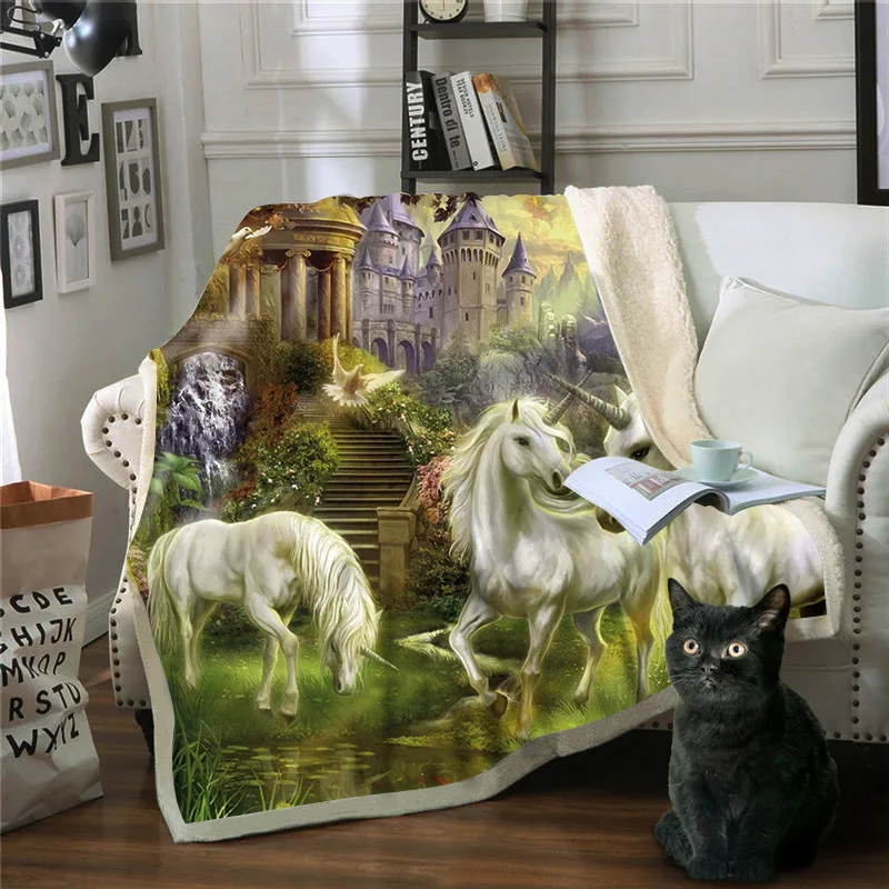 Wonderland Unicorn Cartoon Unicorn Print Blanket Winter Home Sofa Bed Lazy TV Blanket - Цвет: style9