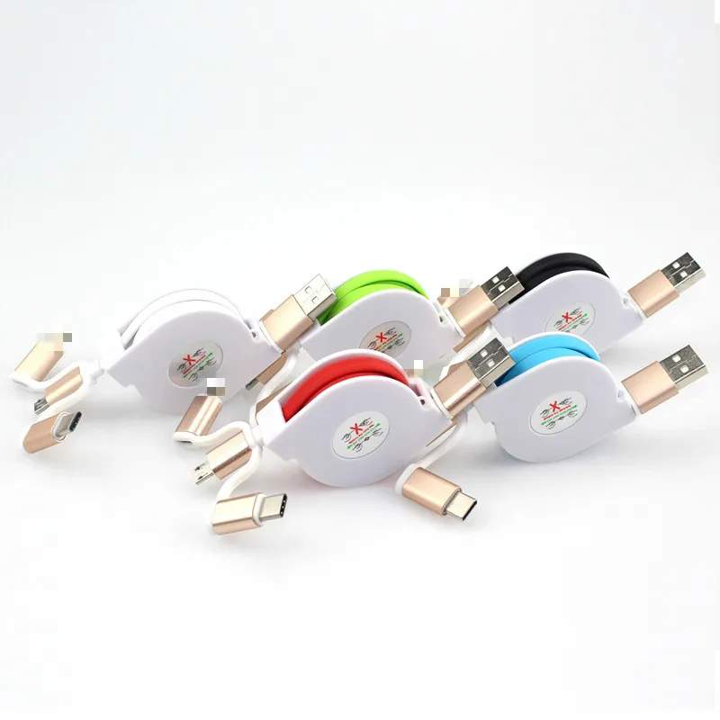 

1m Mobile Phone Data Cable 2.4A fast Charging Cable Android Three-in-one Telescopic Data Cable Mini-USB Smart Devices Usb Cable