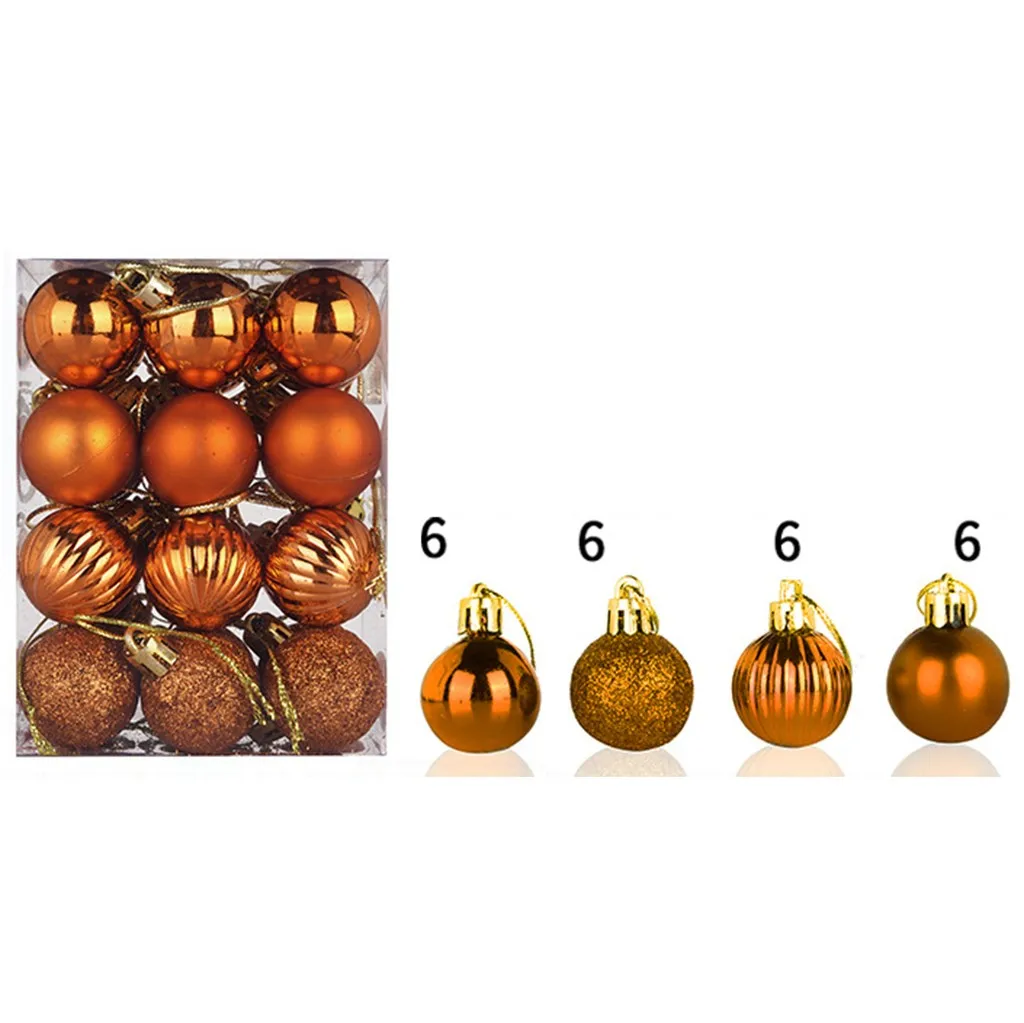 Christmas Balls Christmas Tree Ornaments 30mm Christmas Xmas Tree Ball Bauble Hanging Home Party Ornament Decor 24PC#37 - Цвет: as the photo show