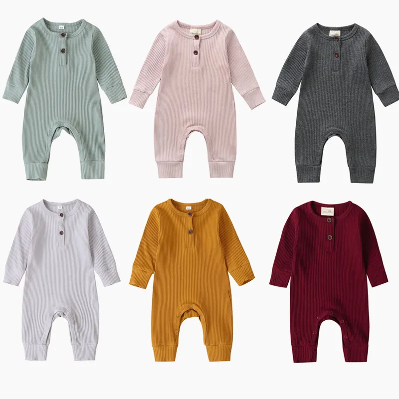 

Rompers for Babies Soft Cotton Plain Color Spring Autumn Jumpsuit Long Sleeve Comfortable Kids Boy Pajamas Causal Clothes 0-2Y