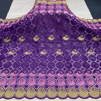 

(5yards/pc) purple pink African party lace fabric latest hollow out Bazin fabric with embroidery for making dress BZX026