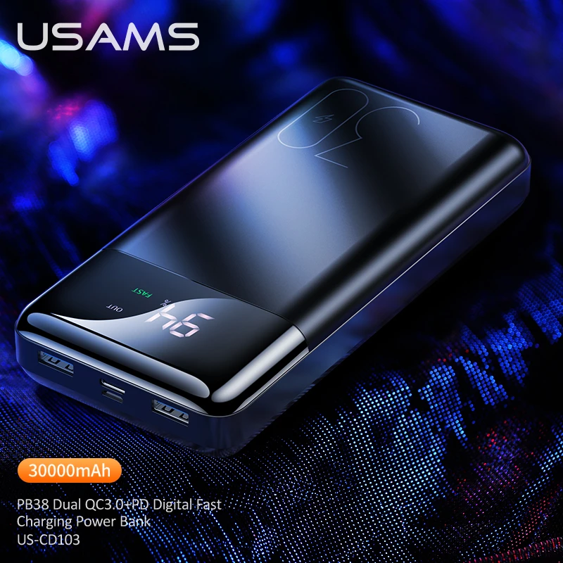 powerbanks USAMS 30000mAh 18W PD3.0 QC3.0 Fast Charging Power Bank For iPhone Huawei Xiaomi Tablet Laptop Big Capacity Battery Powerbank power bank 5000mah