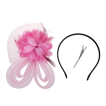 

Women's Small hairpin feather hat Pink