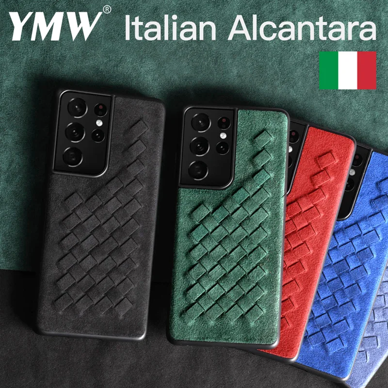 YMW ALCANTARA Weave Case for Samsung Galaxy S21 Ultra S20 S10 S9 S8 Plus Note20 5G Luxury Artificial Leather Phone Cases
