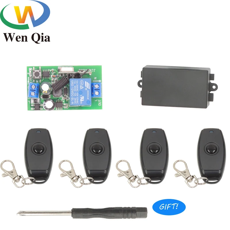 

443Mhz Universal Wireless Remote Control Switch AC 110V 220V 1CH Relay Receiver Module RF Button Remote Controls Light/Lamp/Bulb