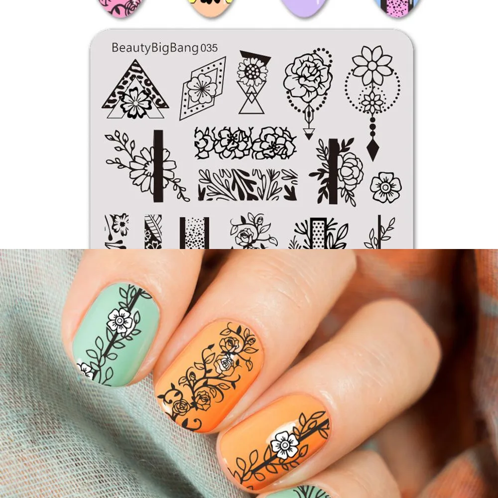 

New Flower Square Nail Stamping Plates Nail Art good for both beginners and pros on nail art DIY Decorations 6*6cm