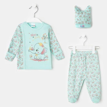 

Set (sliders, blouse, hat) for children, color menthol, height 62 cm