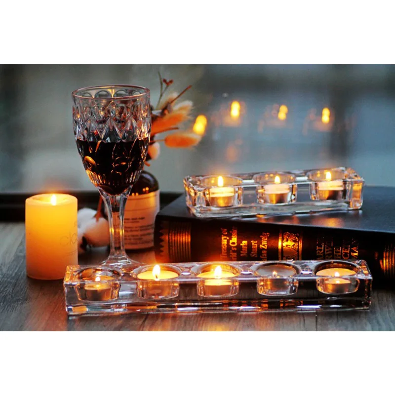 

New high-end glass candle holder glass doll lighting table decoration wedding room romantic party supplies crystal candle holder