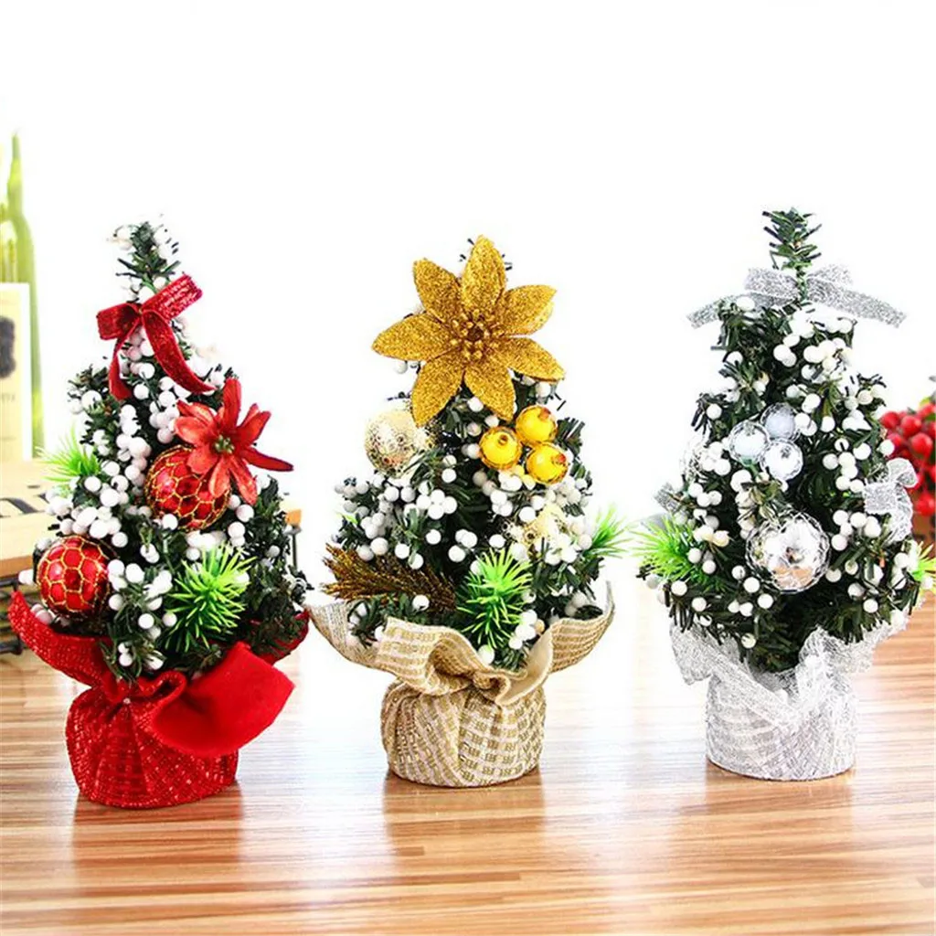 Mini Christmas Trees Xmas Decorations A Small Pine Tree Placed In The Desktop Christmas Festival Home Cute Ornaments 20cm#S