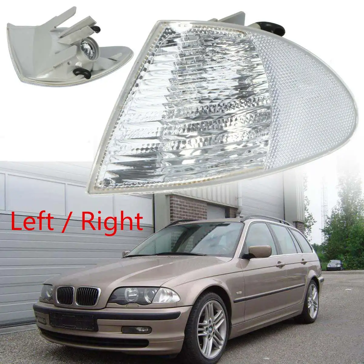 

LH/RH Car Parking Turn Signal Corner Indicator Lights Side Marker Light Shell Lens Cover For BMW E46 3 Series 1999-2001 No Bulbs