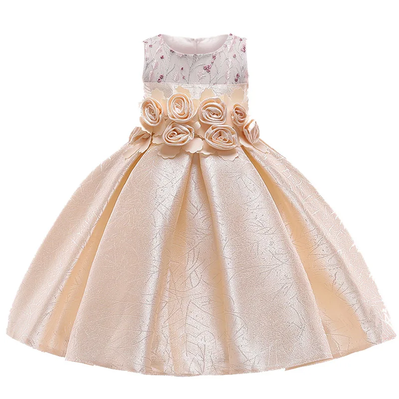 Kids Dresses For Girls Princess Dress Christmas Elegant Children Evening Party Dress Flower Girls Wedding Dress vestido infantil - Цвет: Champagne