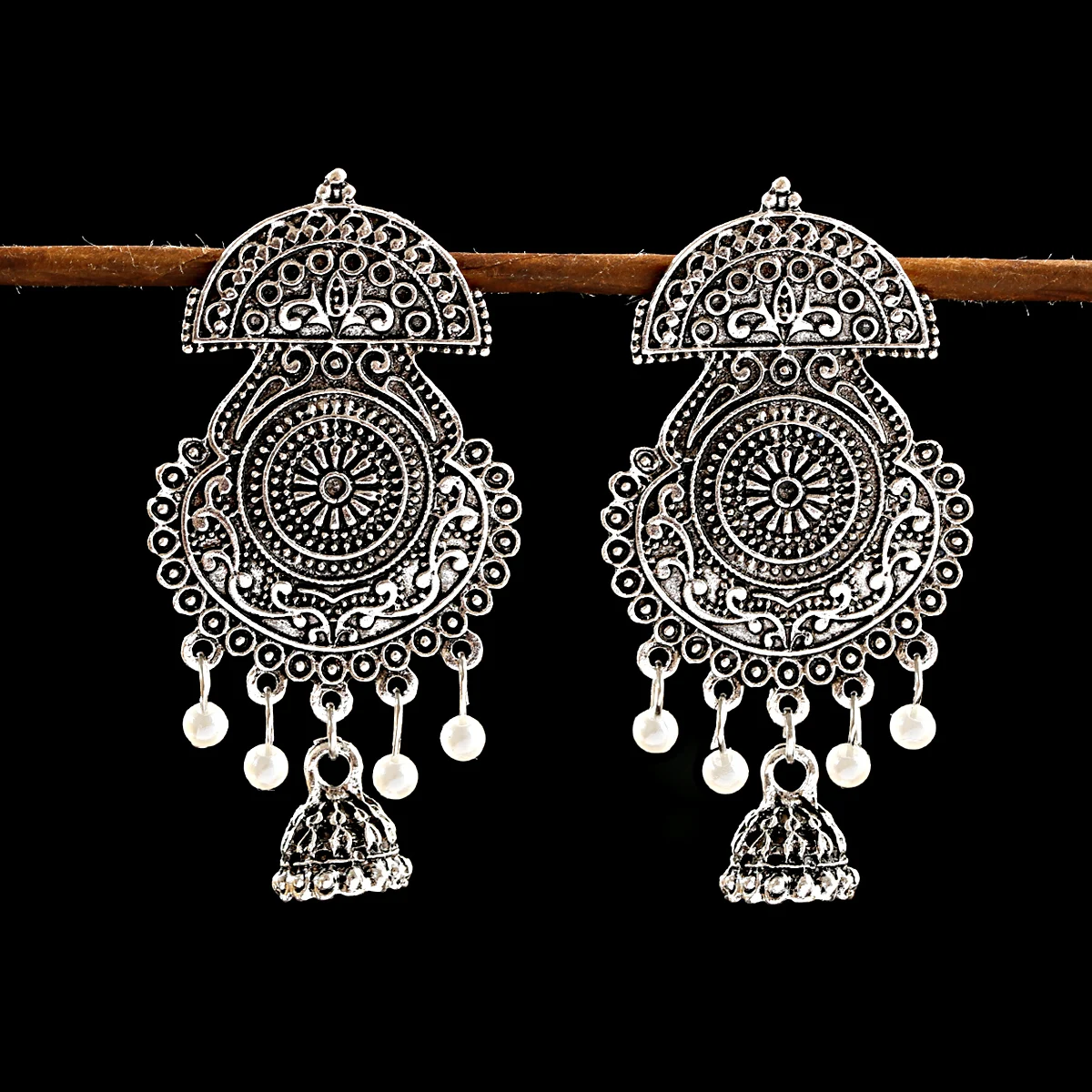 Женские богемные серьги Jhumka с кисточками и бусинами из цыганских индийских бусин