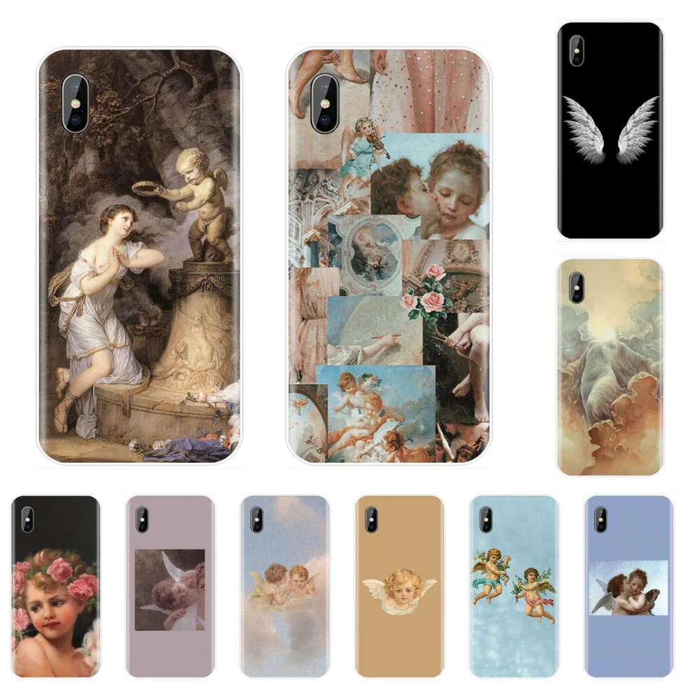 Angels wing art мягкий силиконовый черный чехол для телефона iphone 4 4S 5 5S SE 5C 6 6S 7 8 plus X XS XR 11