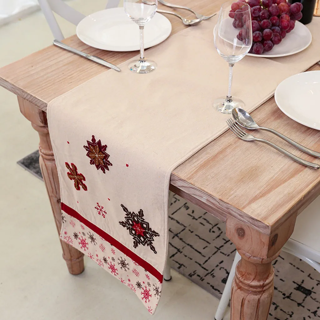 best selling products Christmas Cotton And Linen Snowflake Table Flag Restaurant Tablecloth home decoration accessories