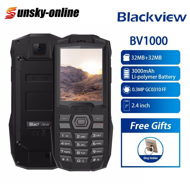 

Blackview BV1000 Rugged Smartphone IP68 Waterproof 2.4 inch 3000mAh Dual SIM 2G GSM 0.3MP Outdoor Mobile Phone