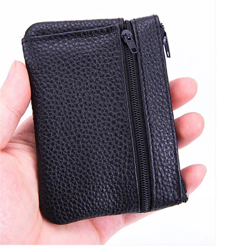 

BISI GORO Mini Coin Purse Cow Leather Simple Wallet for Men Women Zipper Black Coffee Minimalist Travel Cards Holder 2020 New