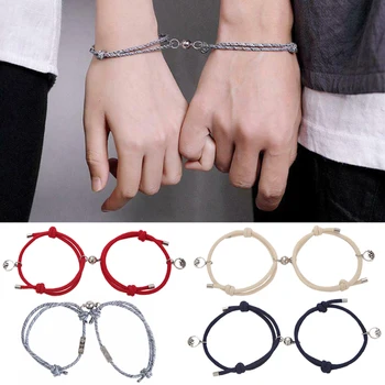 

2pcs Couple Magnets Attract Each Other Creative Personality Couple Bracelet Couple Pendants Charm Bracelet Jewelry Lover Gift