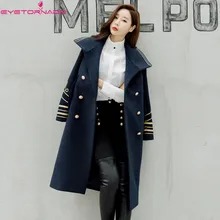Дизайнерское длинное шерстяное пальто в британском стиле, Женское зимнее двубортное пальто в стиле милитари, деловое теплое пальто Cashmer