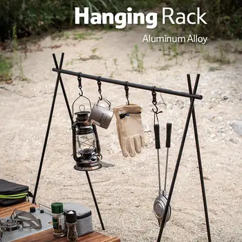 

Aluminum Alloy Hanging Rack Outdoor Camping 8kg Outdoor Camping Triangular Clothes Rack Shelf With 4pcs Plastic Steel Hooks