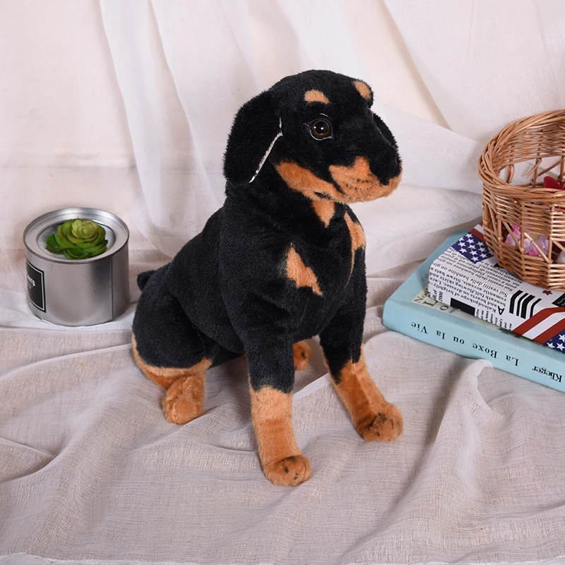 new plush simulaiton Rottweiler dog toy real life squating black dog doll  gift about 53cm|Stuffed & Plush Animals| - AliExpress
