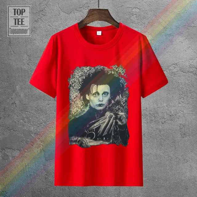 Edward Scissorhands T-Shirt Tim Burton Johnny Depp Goth Punk Film New Cool Tee Shirt 0139867-Red