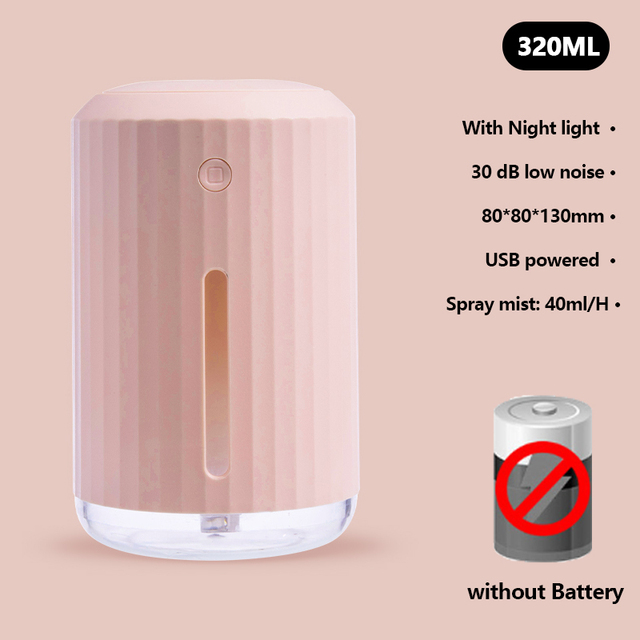Diffuser Usb 320 ml Capacity Small Grain Ultrasonic Air Mist Maker With LED Night Lamp Mist Maker Quiet Humidifier