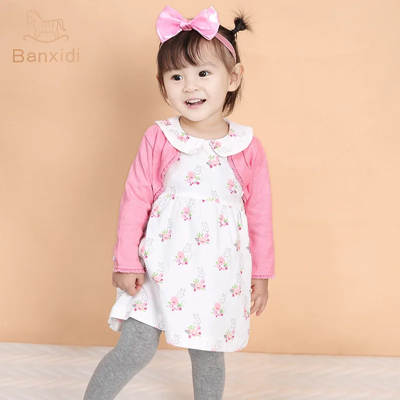 

Spring And Summer 2019 Baby Childrenswear Women's New Style Dress Infant Pink chun qiu qun kai shan qun Long Sleeve