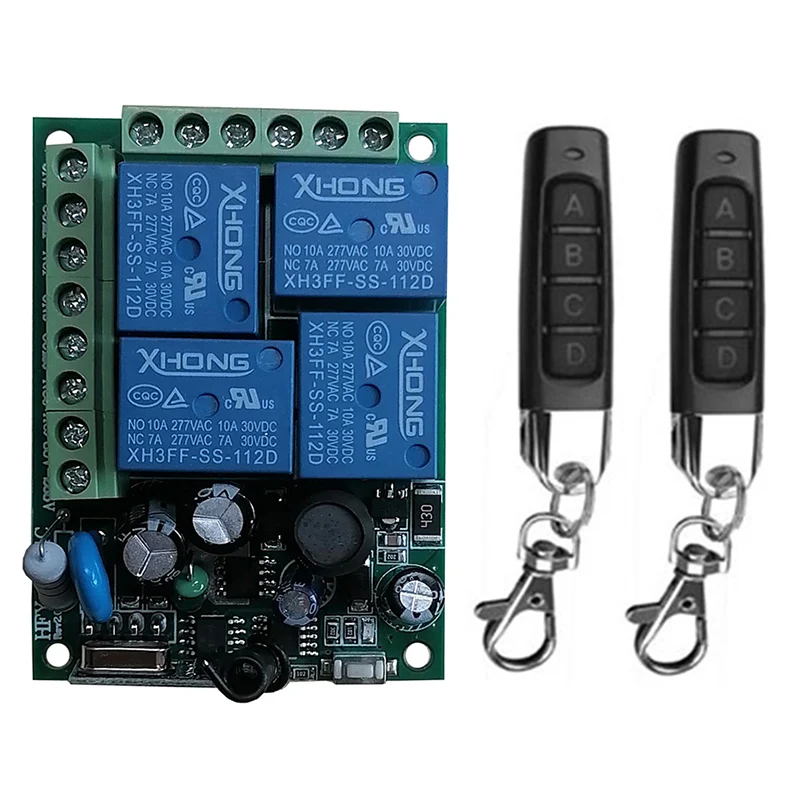433MHz Universal Wireless Remote Control AC110V 220V 4CH Relay Radio controller Receiver Module RF Switch for Gate Garage opener |