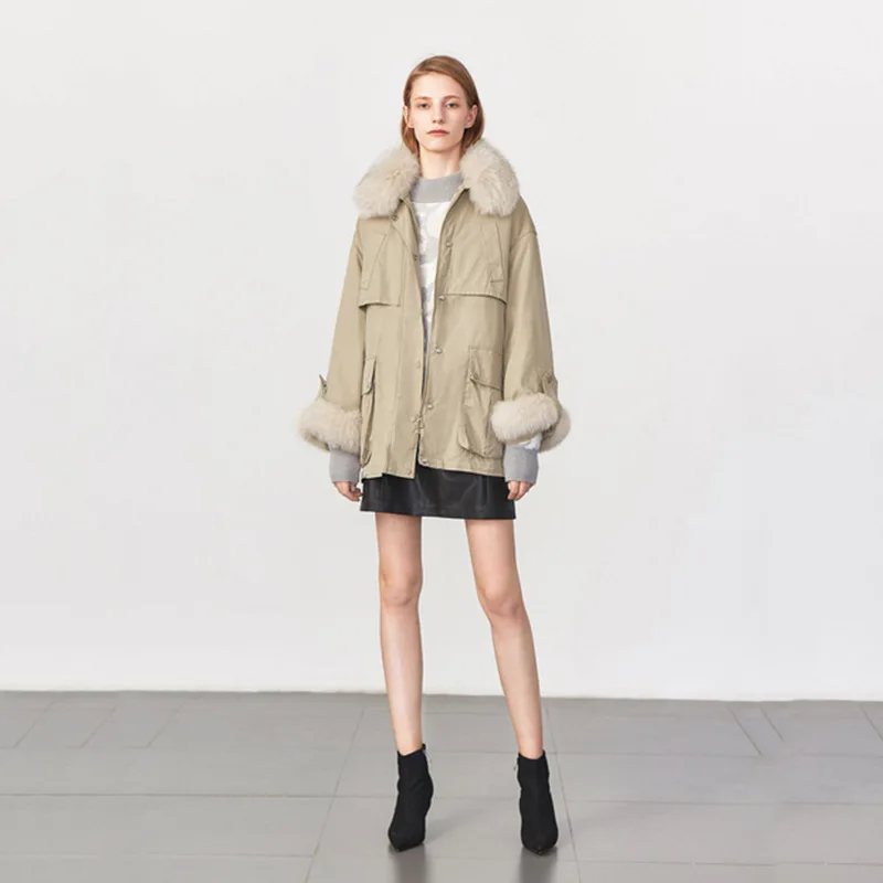 

LL 2019 Autumn New Style Nomadic-Style White Duck down Overcoat Fox Natural Wool down Jacket 119429d1903