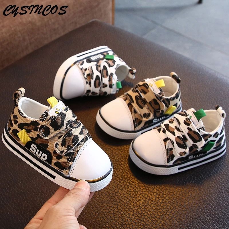 

OEAK 2020 Spring New Kids Children Canvas Shoes Girls Casual Shoes Fashion Sneakers Breathable Pattern Leopard Printed Shoes