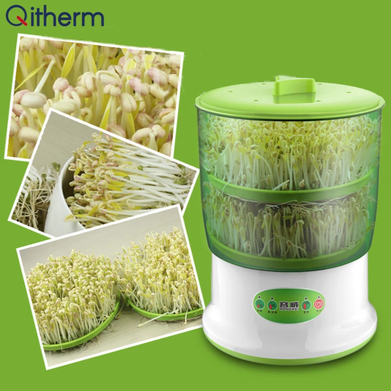 Household Bean Sprouts Machine 2-3 Layers Thermostat Green Vegetable Seedling Growth Bucket Automatic Bean Bud Germinator Macker