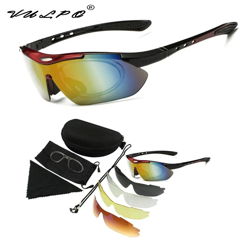 Outdoor Sport Hiking Glasses Motocycle Riding Camping Hunting Tactical Goggles With 5 lenses UV400 Protective VULPO polarized sports glasses polarized glasses tactical goggles shooting glasses polarized goggles