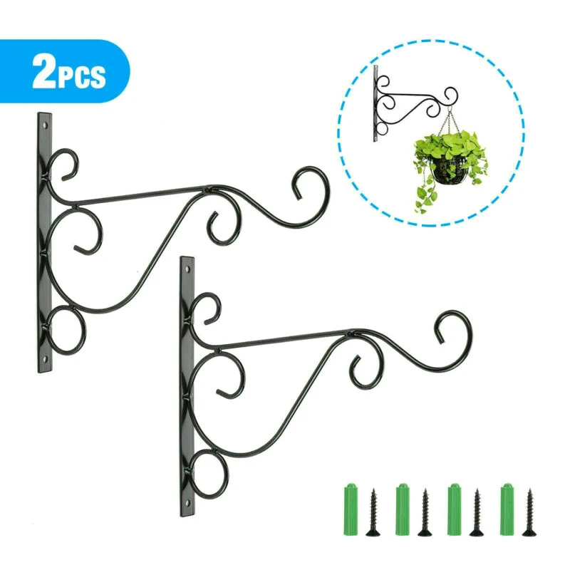 2pcs Wall Hanger Heavy Duty Metal Hanging Basket Bracket Garden Plant Hanger Hook Wall Decoration Wall Plant Hanger Dropshipping