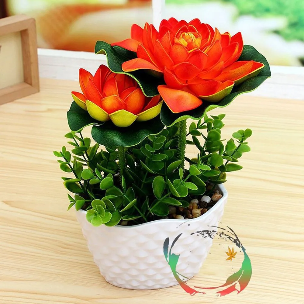 Искусственный цветок, бонсай украшения имитация PU лотоса для товары по тематике Будда поддельные цветочные бутоны маленькие горшечные декоративные