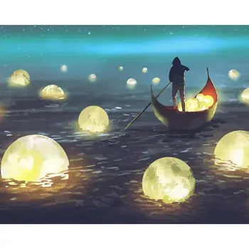 

Gatyztory Frame DIY Painting By Numbers Handpainted Sea Scenery Oil Painting Home Wall Decor Canvas Colouring Artwork