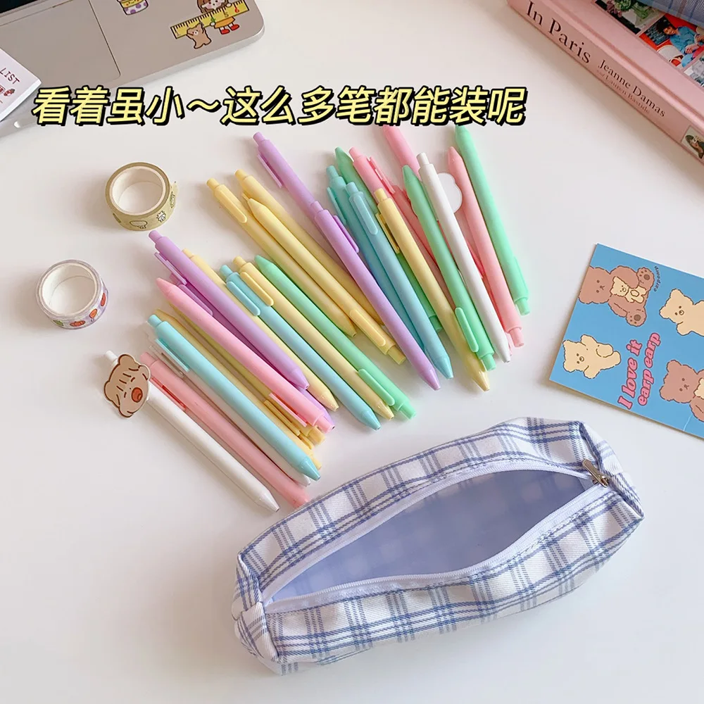 Sweet And Lovely Plaid Pattern Pencil Case Kawaii Pencil Bag Funny Pencilcase Cartoon Students School Supplies Cute Stationery