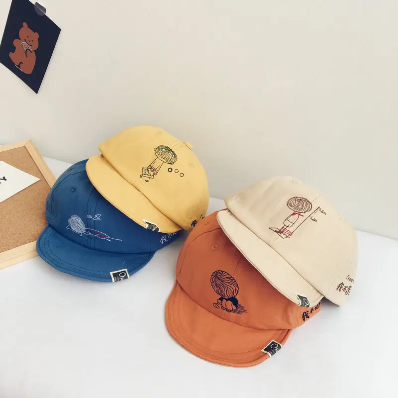 

Cute artistic cartoon embroidery Children's cap cotton thin soft edge baby baseball cap