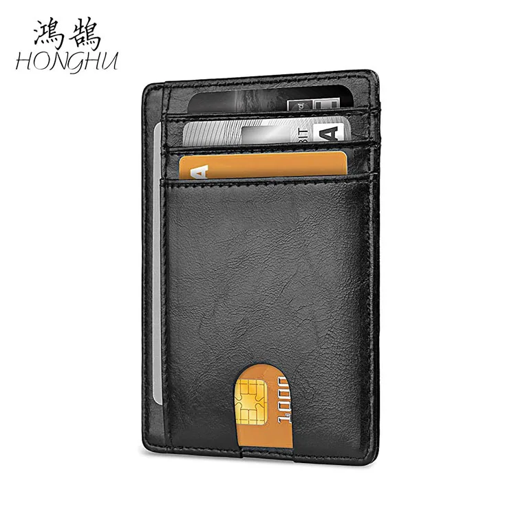 

Genuine Leather RFID Cattlehide Card Bag Card Bit More Anti-Degaussing US Dollar Wallet Bank Card Holder Wallet Customizable