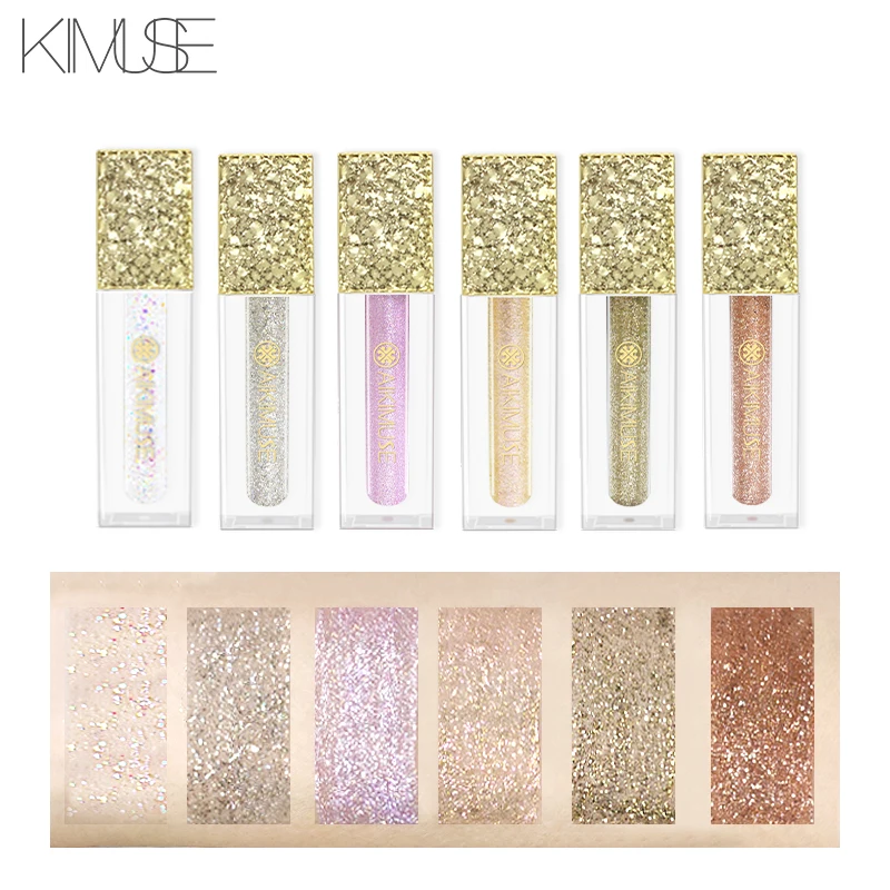 KIMUSE 6 Colors Liquid Eyeshadow Giltter Metallic Diamond Shadows Waterproof shimmer Giltter Highlighter Brighten Makeup 2