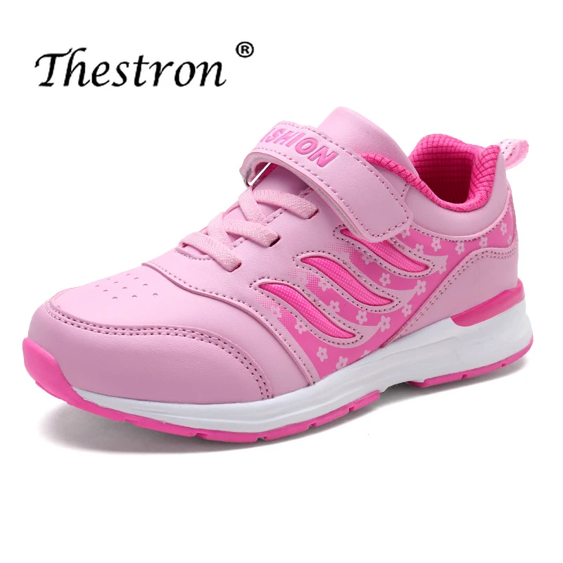 Thestron/Новинка; детская обувь для бега для девочек; розовые, фиолетовые кроссовки для девочек; детская беговая Обувь на липучке; нескользящие спортивные кроссовки для девочек