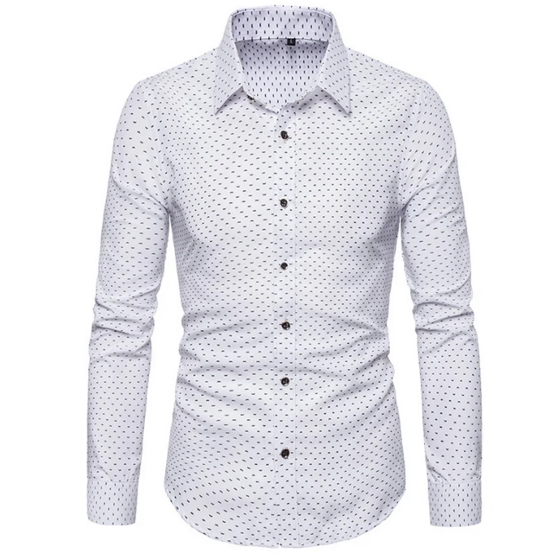 Men's Shirt New Fashion Cotton Men Social Shirt Mens long Sleeve Shirts Man Polka Dot Casual Plus Size 5XL