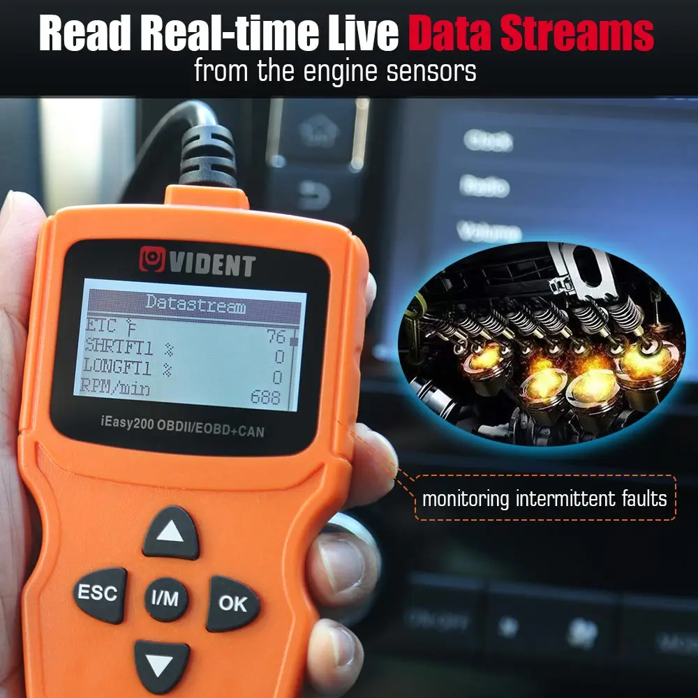 Считыватель кодов VIDENT iEasy200 OBDII/EOBD сканер двигателя OBDII многоязычный с бесплатным