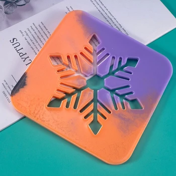 

Large Snowflake Cup Coaster Resin Mold Cup Mats Geode Coasters Silicone Molds XXFB