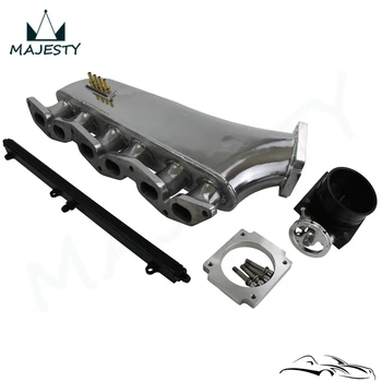 

Intake Manifold+Fuel Rail +90mm Reverse Throttle Body Fit For Toyota 1JZ-GTE Black