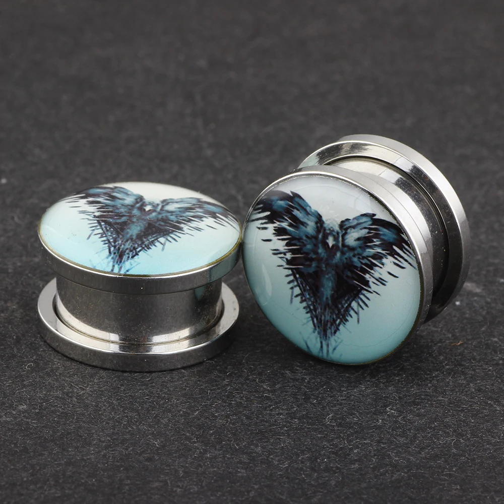JUNLOWPY Mix 7 Sizes Logo Ear Plugs Gauges Expander Lobe Stretcher Piercing Stainless Steel Screw Flesh Tunnels Body Jewelry